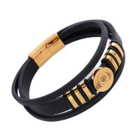 PU Leather Cord Bracelets 316L Stainless Steel with PU Leather plated for man Length Approx 21 cm Sold By PC