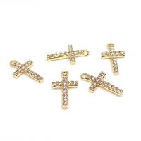 Cubic Zirconia Micro Pave bronze Pingente, cobre, Cruz, banhado, DIY & micro pavimento em zircônia cúbica, dourado, vendido por PC