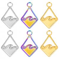 Roestvrij stalen sieraden Hangers, 304 roestvrij staal, Rhombus, DIY & hol, meer kleuren voor de keuze, 14x22mm, Verkocht door PC