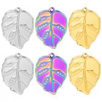 Stainless Steel Pendants 304 Stainless Steel Leaf Vacuum Ion Plating DIY Sold By PC