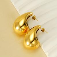 Stainless Steel Stud Earrings 304 Stainless Steel 18K gold plated fashion jewelry & for woman golden Sold By Pair