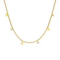 Collier d'acier titane, avec 1.97inch chaînes de rallonge, bijoux de mode & pavé de micro zircon & pour femme, doré, 1.60mm, Longueur Environ 15.75 pouce, Vendu par PC