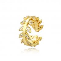 Kubieke Circonia Micro Pave Brass Ring, Messing, plated, micro pave zirconia & voor vrouw, gouden, Verkocht door PC