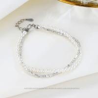 Bracelets en argent sterling, Argent sterling 925, avec Shell Pearl, avec 3cm chaînes de rallonge, bijoux de mode, protéger l'environnement, sans nickel, plomb et cadmium, Longueur Environ 16 cm, Vendu par PC