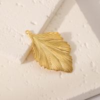 Roestvrij stalen sieraden Hangers, 304 roestvrij staal, Ginkgo Leaf, DIY, gouden, 37x24mm, Verkocht door PC