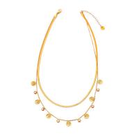 Collier d'acier titane, avec 2.36inch chaînes de rallonge, Placage, Double couche & styles différents pour le choix & pavé de micro zircon & pour femme, doré, Longueur Environ 15.75 pouce, Environ 17.72 pouce, Vendu par PC