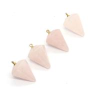 Natuurlijke Quartz Hangers, Rozenkwarts, met Messing, Conische, gold plated, DIY, roze, 15x24mm, Verkocht door PC