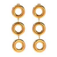 Stainless Steel Drop Earring 304 Stainless Steel Round plated fashion jewelry golden Sold By Pair