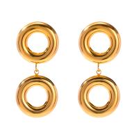 Stainless Steel Drop Earring 304 Stainless Steel Round plated fashion jewelry golden Sold By Pair