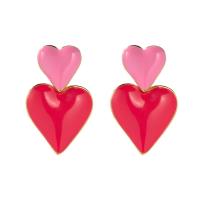 Stainless Steel Drop Earring 304 Stainless Steel Heart plated fashion jewelry & enamel red Sold By Pair