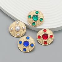 Zinc Alloy Stud Earring with Resin Round fashion jewelry & for woman nickel lead & cadmium free Sold By Pair