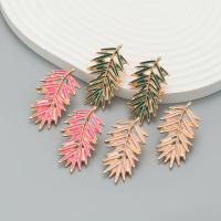 Zinc Alloy Stud Earring Leaf fashion jewelry & for woman & enamel nickel lead & cadmium free Sold By Pair