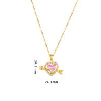 Cubic Zircon Micro Pave Brass Necklace with 304 Stainless Steel with 5CM extender chain Heart plated micro pave cubic zirconia & for woman Length Approx 40 cm Sold By PC