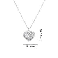 Cubic Zircon Micro Pave Brass Necklace with 304 Stainless Steel with 5CM extender chain Heart plated micro pave cubic zirconia & for woman Length Approx 40 cm Sold By PC