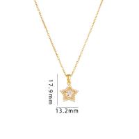 Cubic Zircon Micro Pave Brass Necklace with 304 Stainless Steel with 5CM extender chain Star plated micro pave cubic zirconia & for woman Length Approx 40 cm Sold By PC