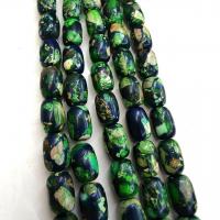 Edelsteen Sieraden Kralen, Indruk Jasper, Emmer, gepolijst, DIY, gemengde kleuren, 10x14mm, Per verkocht Ca 38 cm Strand