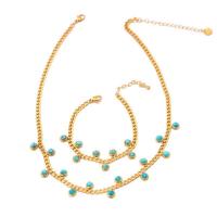 Parures de bijoux, Acier titane, avec turquoise, Placage, bijoux de mode & styles différents pour le choix & pour femme, doré, Vendu par PC