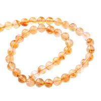 Φυσικές χάντρες Σιτρίν, Citrine, Γύρος, DIY & διαφορετικό μέγεθος για την επιλογή, κίτρινος, Sold Per Περίπου 38 cm Strand