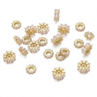 Perline vuote in ottone, Cerchio, placcato, DIY & formato differente per scelta & Micro spianare cubic zirconia, dorato, assenza di nichel,piombo&cadmio, Venduto da PC