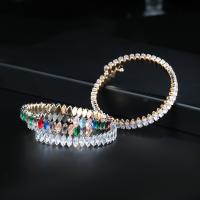 Messing Armbanden, micro pave 57 pc's kubieke zirconia & mode sieraden & voor vrouw, meer kleuren voor de keuze, nikkel, lood en cadmium vrij, Lengte Ca 20.3 cm, Verkocht door pair