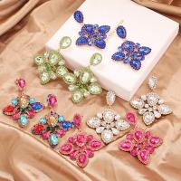 Zinc Alloy Stud Earring plated fashion jewelry & for woman & with rhinestone nickel lead & cadmium free Sold By Pair