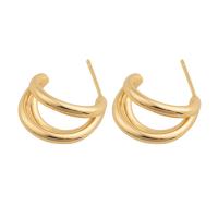 Messing oorbelknoppen, plated, voor vrouw, gouden, 17x10x7mm, Verkocht door pair