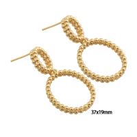 Messing oorbelknoppen, plated, voor vrouw, gouden, 37x19x4mm, Verkocht door pair