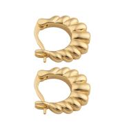 Messing Spring hoop oorbellen, plated, voor vrouw, gouden, 16x15x4mm, Verkocht door pair