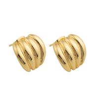 Messing oorbelknoppen, plated, voor vrouw, gouden, 16x16x3mm, Verkocht door pair