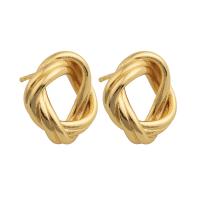 Messing oorbelknoppen, plated, voor vrouw, gouden, 17x17x4mm, Verkocht door pair