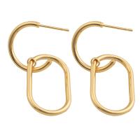 Messing oorbelknoppen, plated, voor vrouw, gouden, 44x18x2mm, Verkocht door pair