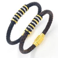 Cowhide Bracelet, le Sinc Alloy, plátáilte, stíl Punc & unisex, dathanna níos mó le haghaidh rogha, Fad Thart 8.5 Inse, Díolta De réir PC