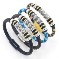 Koeienhuid Armband, met Zinc Alloy, plated, punk stijl & uniseks, meer kleuren voor de keuze, Lengte Ca 8.5 inch, Verkocht door PC