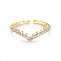 Cúbicos Circonia Micro Pave anillo de latón, metal, con Perlas plásticas, chapado en oro real, Joyería & micro arcilla de zirconia cúbica & para mujer, libre de níquel, plomo & cadmio, Ring surface width:6mm,Ring inner diameter:18mm, Vendido por UD