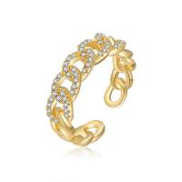 Kubieke Circonia Micro Pave Brass Ring, Messing, echt goud verguld, mode sieraden & micro pave zirconia & voor vrouw & hol, nikkel, lood en cadmium vrij, Ring inner diameter:17mm, Verkocht door PC