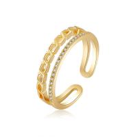 Kubieke Circonia Micro Pave Brass Ring, Messing, echt goud verguld, mode sieraden & micro pave zirconia & voor vrouw, nikkel, lood en cadmium vrij, Ring inner diameter:17mm, Verkocht door PC