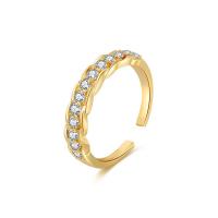 Kubieke Circonia Micro Pave Brass Ring, Messing, echt goud verguld, mode sieraden & micro pave zirconia & voor vrouw, nikkel, lood en cadmium vrij, Ring inner diameter:17mm, Verkocht door PC