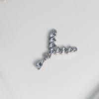 Zink-Aluminium-Anhänger, Zinklegierung, mit kubischer Zirkonia, silberfarben plattiert, DIY & Doppelloch, frei von Nickel, Blei & Kadmium, 20.40x24.50x3mm, verkauft von PC