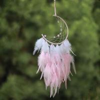 Fashion Dream Catcher Feather with Crystal & Iron & Acrylic Moon for home and office & hollow pink Sold By PC