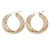 Acier inoxydable Levier Retour Earring, Acier inoxydable 304, Placage, bijoux de mode & pour femme, doré, 26mm, Vendu par paire