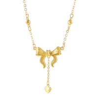 Corrente de colar de camisola, cobre, with 1.96inch extender chain, Laço, cromado de cor dourada, joias de moda & para mulher, dourado, níquel, chumbo e cádmio livre, vendido para Aprox 14.96 inchaltura Strand