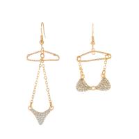 Boucles d'oreilles asymétriques, alliage de zinc, bijoux de mode & pavé de micro zircon & pour femme, doré, protéger l'environnement, sans nickel, plomb et cadmium, Vendu par paire