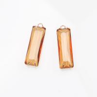 Brass Jewelry Pendants Glass with Brass Rectangle gold color plated DIY Sold By PC