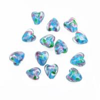 Handgemaakte Lampwork Beads, Hart, DIY, blauw, 12mm, 109pC's/Bag, Verkocht door Bag