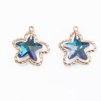 Mässing Smycken Hängen, Glas, med Mässing, Star, guldfärg pläterade, DIY, fler färger för val, 23x24mm, Säljs av PC