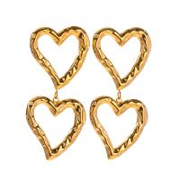 Stainless Steel Drop Earring 304 Stainless Steel Heart plated fashion jewelry gold Sold By Pair