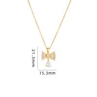 Cubic Zircon Micro Pave Brass Necklace with 304 Stainless Steel with 5CM extender chain Bowknot plated micro pave cubic zirconia & for woman Length Approx 40 cm Sold By PC