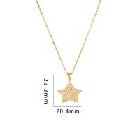 Cubic Zircon Micro Pave Brass Necklace with 304 Stainless Steel with 5CM extender chain Star plated micro pave cubic zirconia & for woman Length Approx 40 cm Sold By PC