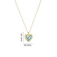 Cubic Zircon Micro Pave Brass Necklace with 304 Stainless Steel with 5CM extender chain Heart plated micro pave cubic zirconia & for woman & enamel Length Approx 40 cm Sold By PC