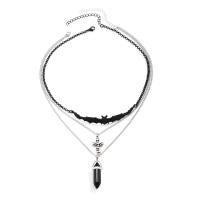 Zinc Alloy Necklace with Crystal with 2.7inch extender chain plated cross chain & three layers & Halloween Jewelry Gift & for woman Length Approx 15.7 Inch Approx 16.5 Inch Approx 17.7 Inch Sold By PC